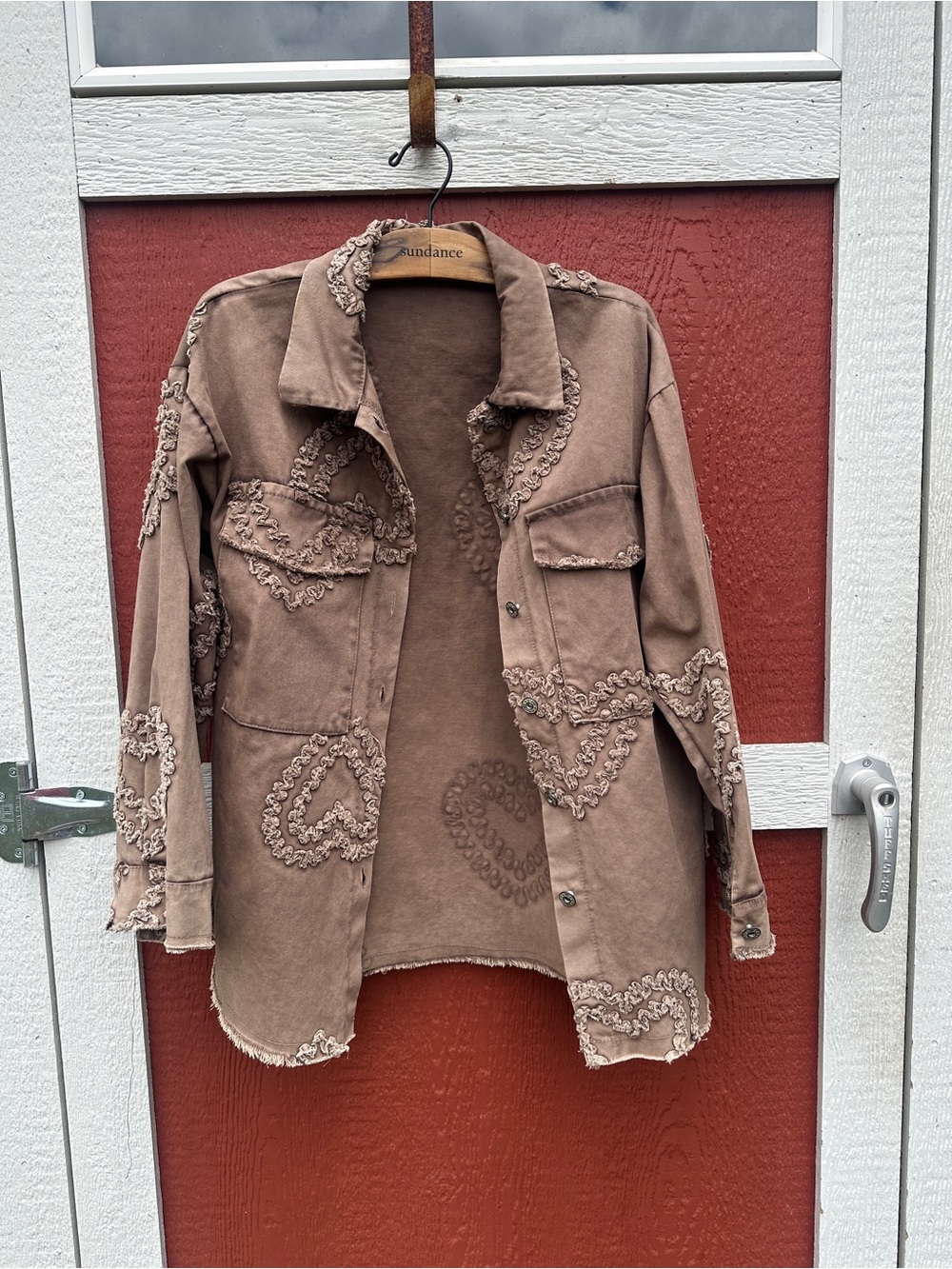 Made in Italy,Women’s 🤎 Embroidered Jean Jacket — Rustic Casual Shacket!